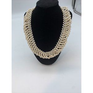 Vintage Faux Pearl Multi Stranded Necklace  16 In Long. Costume Jewelry